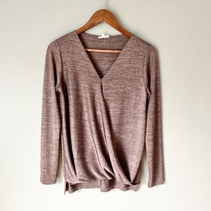 Jane And Delancey Tan/Metallic Long Sleeve Blouse